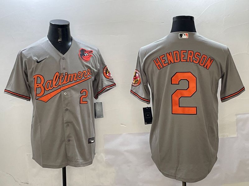 Men Baltimore Orioles #2 Henderson Grey Game 2025 Nike MLB Jersey style 1->baltimore orioles->MLB Jersey